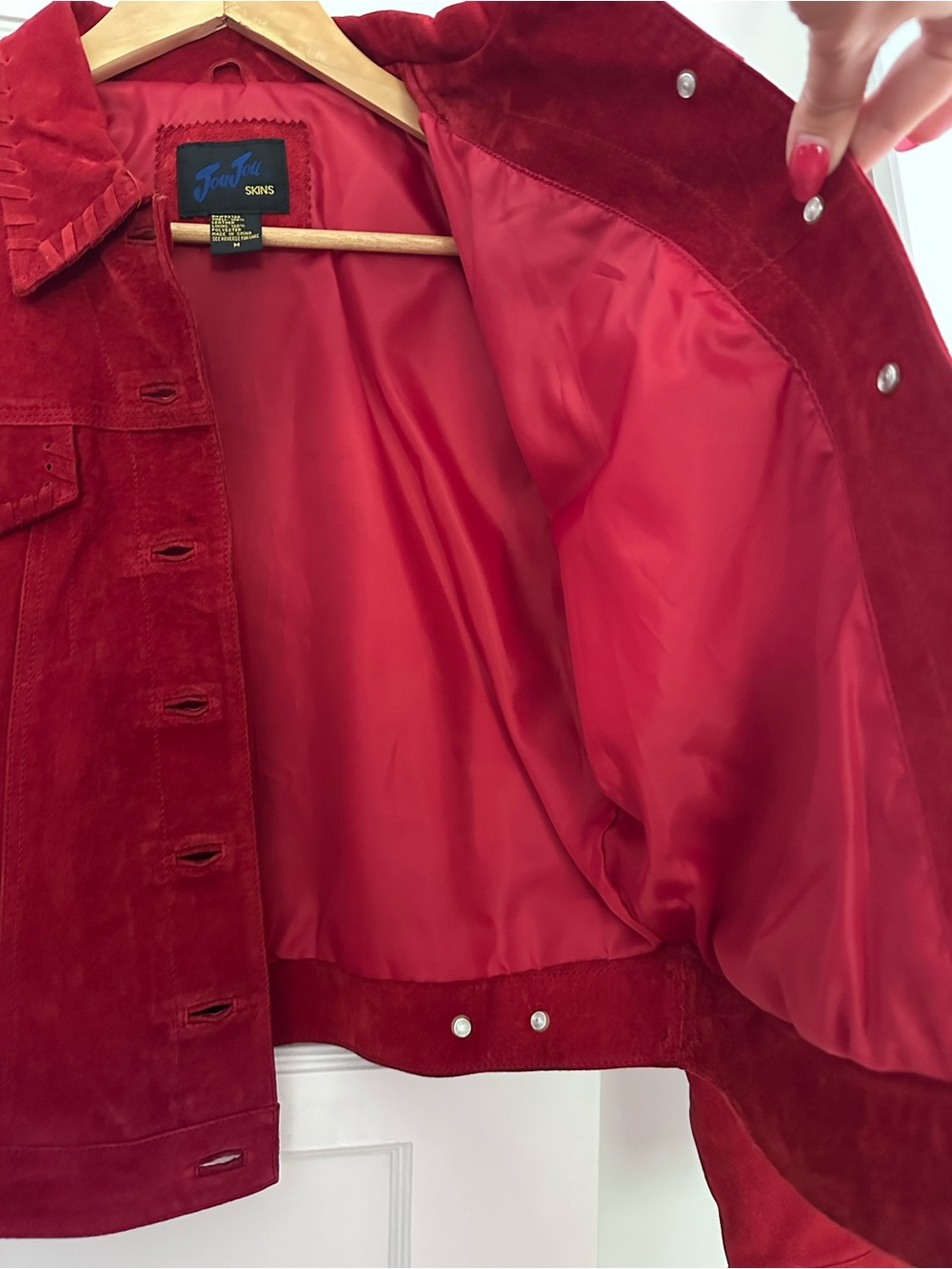 Jou Jou Skins Vintage Red Suede Leather Jacket — Size M - Picture 6 of 9